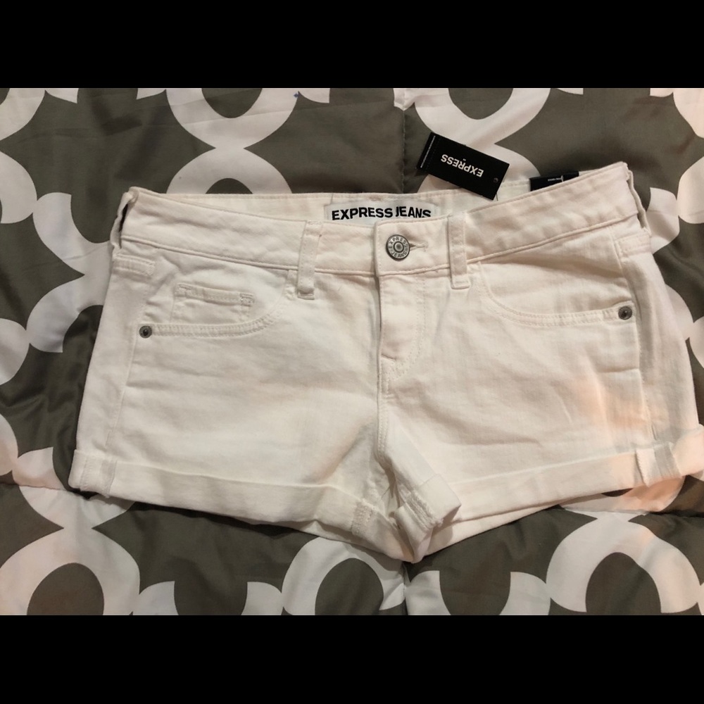 White Express denim cuff shorts